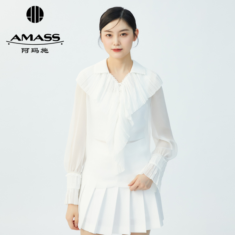 AMASS阿玛施 设计感外搭气质套头透视衬衣5300855