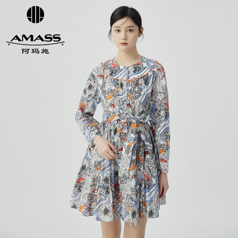 阿玛施AMASS春季新款圆领印花公主裙5500491