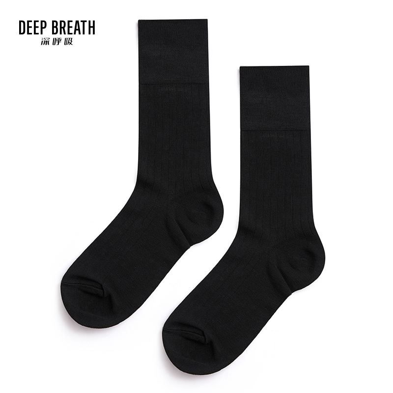 DEEP BREATH深呼吸女袜 薄款中筒袜配单鞋运动鞋黑色推推袜白袜