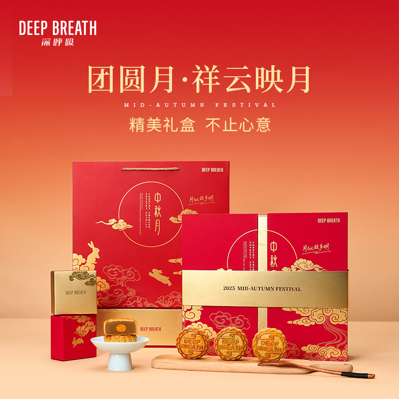 DEEP BREATH深呼吸 2025团圆月.祥云映月豪华版广式月饼礼盒中秋礼盒9枚装 AR11063