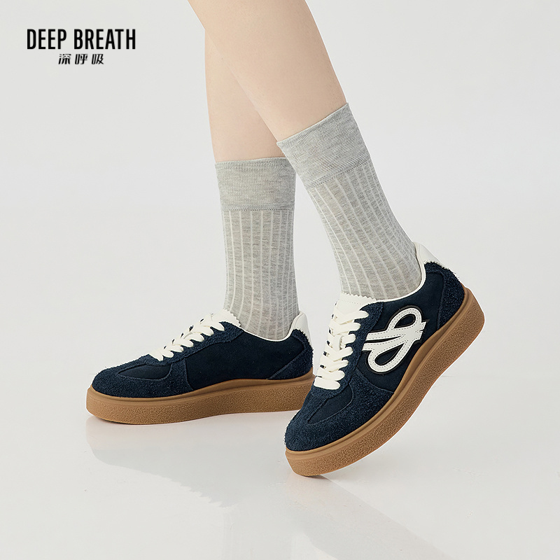 DEEP BREATH深呼吸女鞋 厚底低帮绑带休闲德训鞋休闲鞋板鞋AX12347