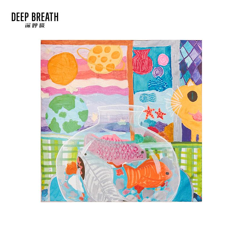 DEEP BREATH深呼吸配饰 质感图案丝巾百搭桑蚕丝方巾A800107