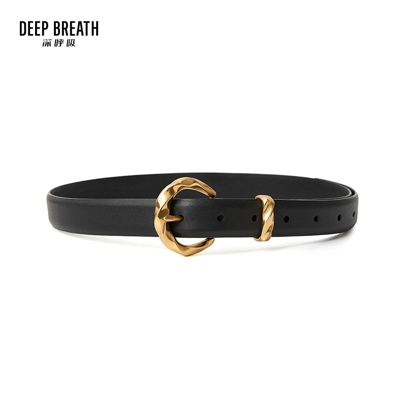 DEEP BREATH深呼吸配饰 扭花圆扣造型质感真皮皮带装饰腰带A900190