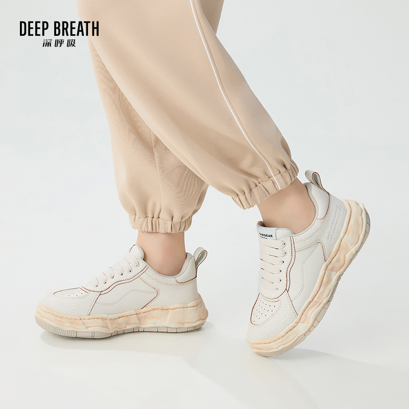 DEEP BREATH深呼吸女鞋 融化大底时尚低帮绑带休闲鞋小白鞋AX12203