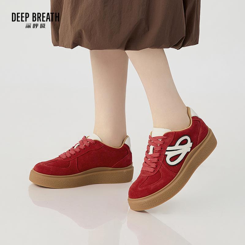 DEEP BREATH深呼吸女鞋 厚底低帮绑带休闲德训鞋休闲鞋板鞋AX12347