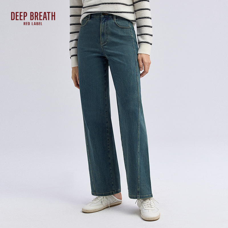 深呼吸红标【松弛玩家】26春款美式高街复古高腰弯刀牛仔裤 D10004