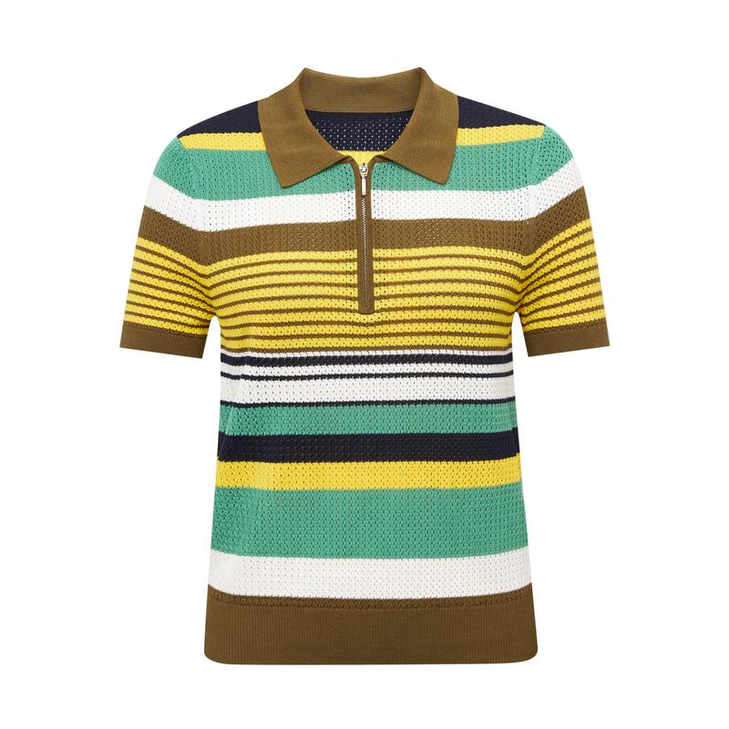 棕黄领-黄绿蓝白条