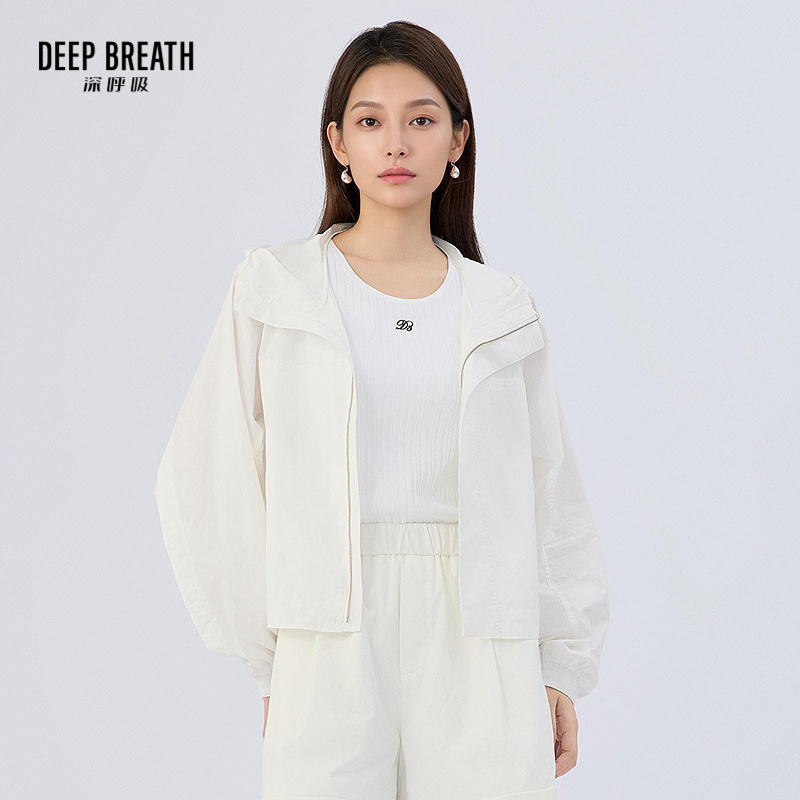DEEP BREATH深呼吸女装 立领纯色连帽极简风长袖夹克外套A401821