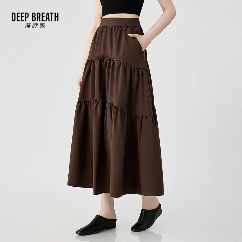 DEEP BREATH深呼吸女装 松紧腰蛋糕裙中长款半身裙A200335-A200336-1