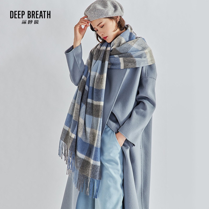 DEEP BREATH深呼吸配饰 流苏多色格纹保暖羊毛围巾围脖披肩A800006