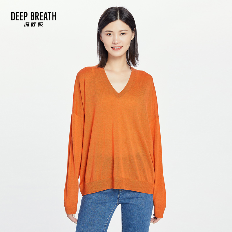 DEEP BREATH深呼吸女装 天衣无缝全成型长袖V领针织衫A300773